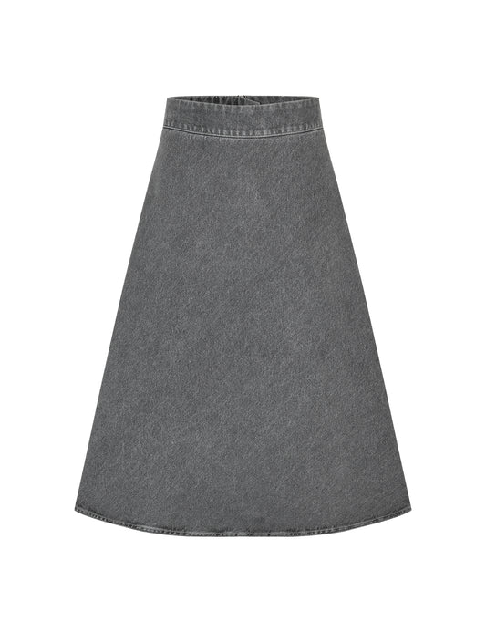 Grey Denim Stelly C Long Skirt, Grey