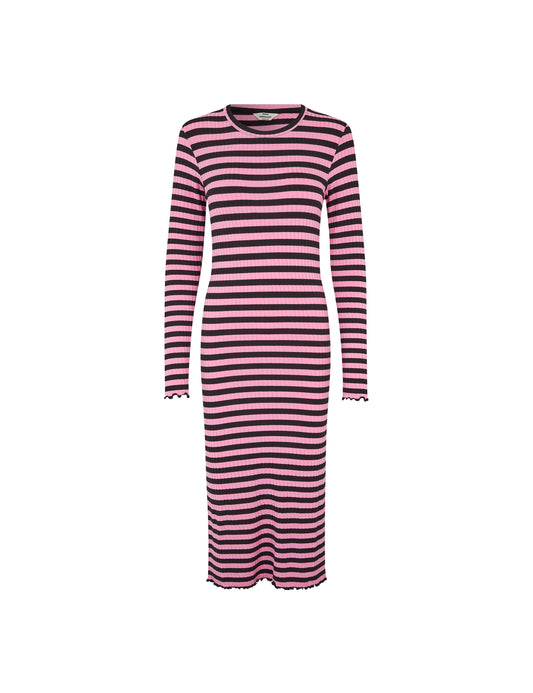 5x5 Stripe Boa Dress, 5x5 Stripe/Begonia Pink