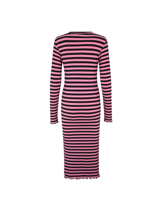 5x5 Stripe Boa Dress, 5x5 Stripe/Begonia Pink