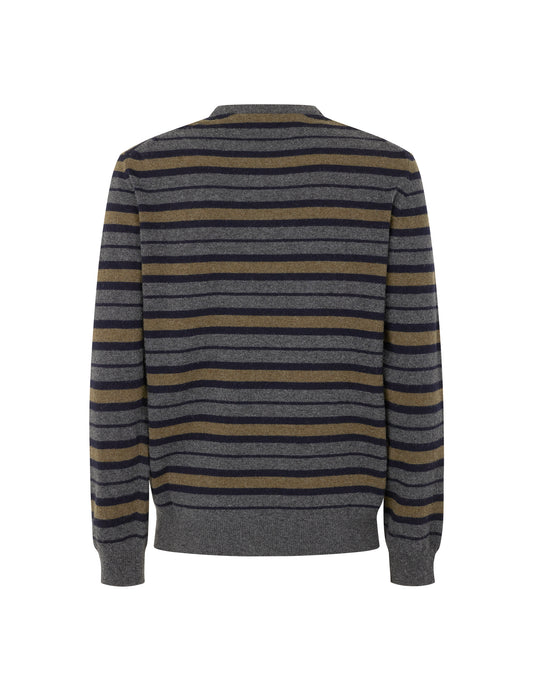 Eco Wool Karsten Stripe Knit, Tarmac/Deep Well/Asphalt
