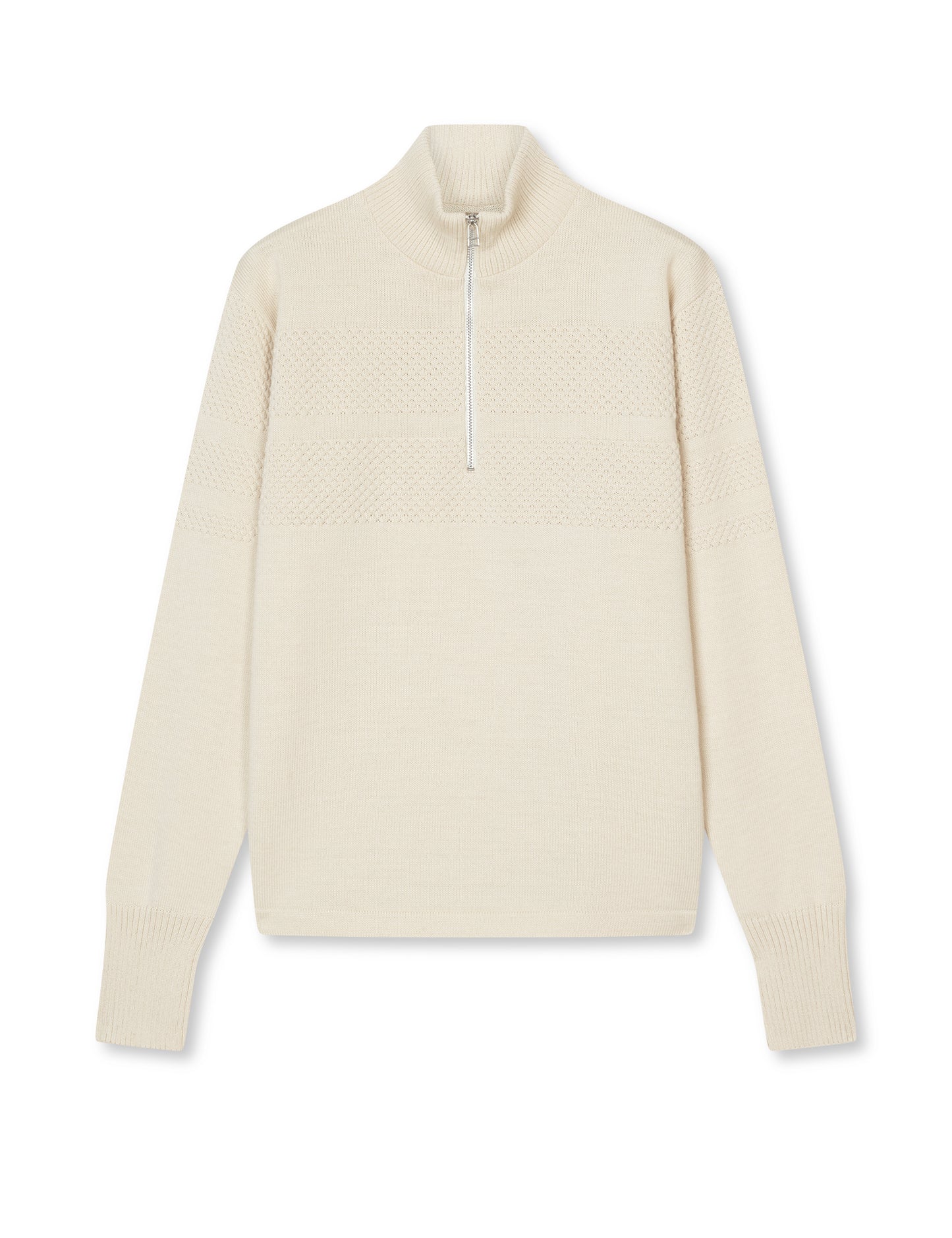 Wool Klemens Half Zip Knit, Vanilla Ice