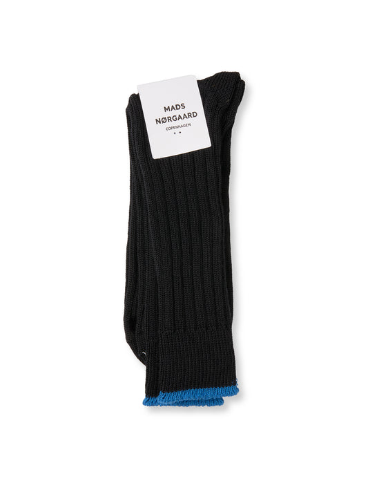 Woolen Carl Rib Socks, Black