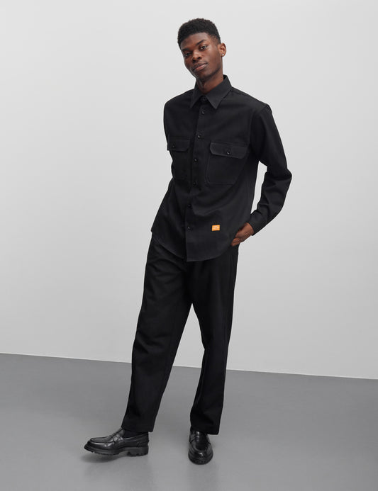 Crisp Twill Storm Work Shirt, Black