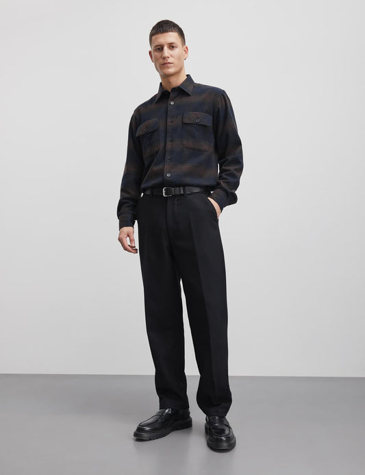 Flannel Heavy Malte  Check Shirt, Deep Well/After Dark Check