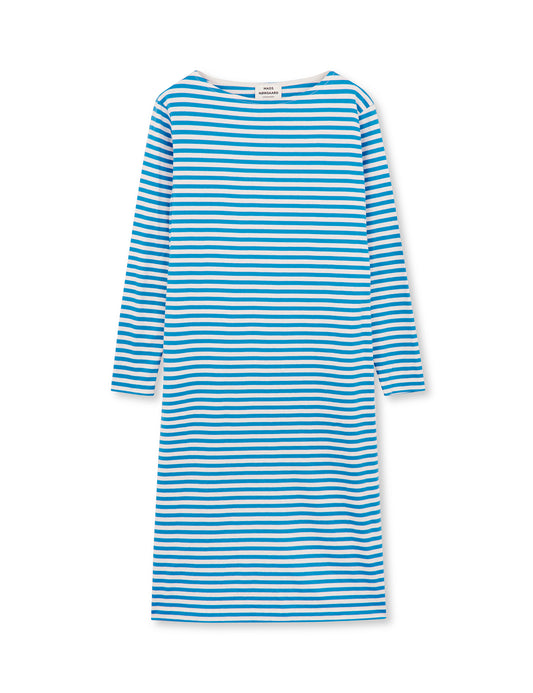 Soft Single Stripe Silas Dress, Mediterrenean Blue/Snowwhite