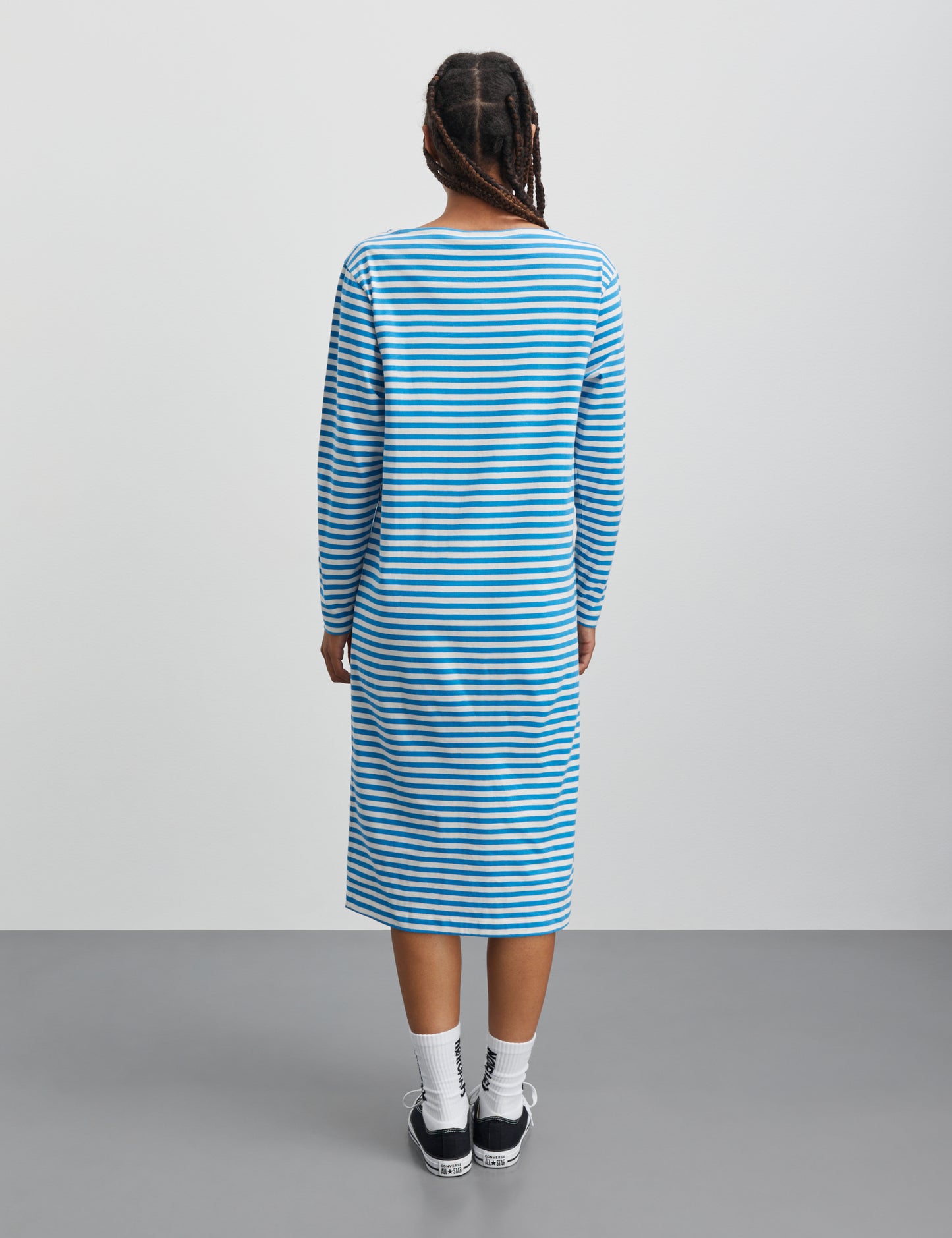 Soft Single Stripe Silas Dress, Mediterrenean Blue/Snowwhite