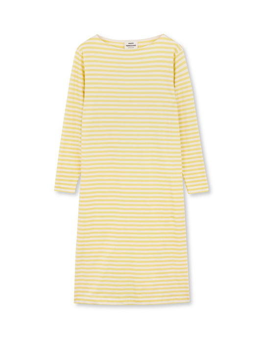 Soft Single Stripe Silas Dress, Lemon Zest/Snowwhite