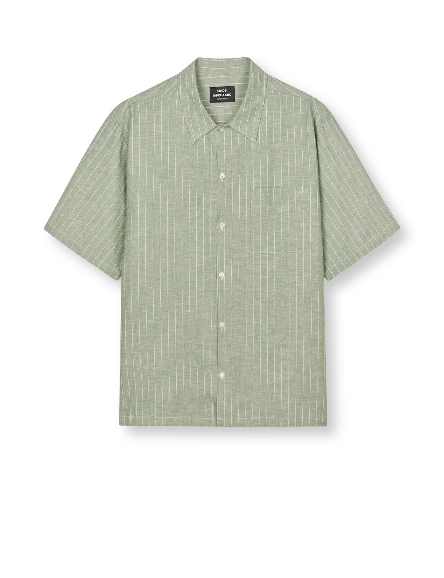 Cotton Linen Mateo Stripe Shirt SS, Sea Spray/Birtch