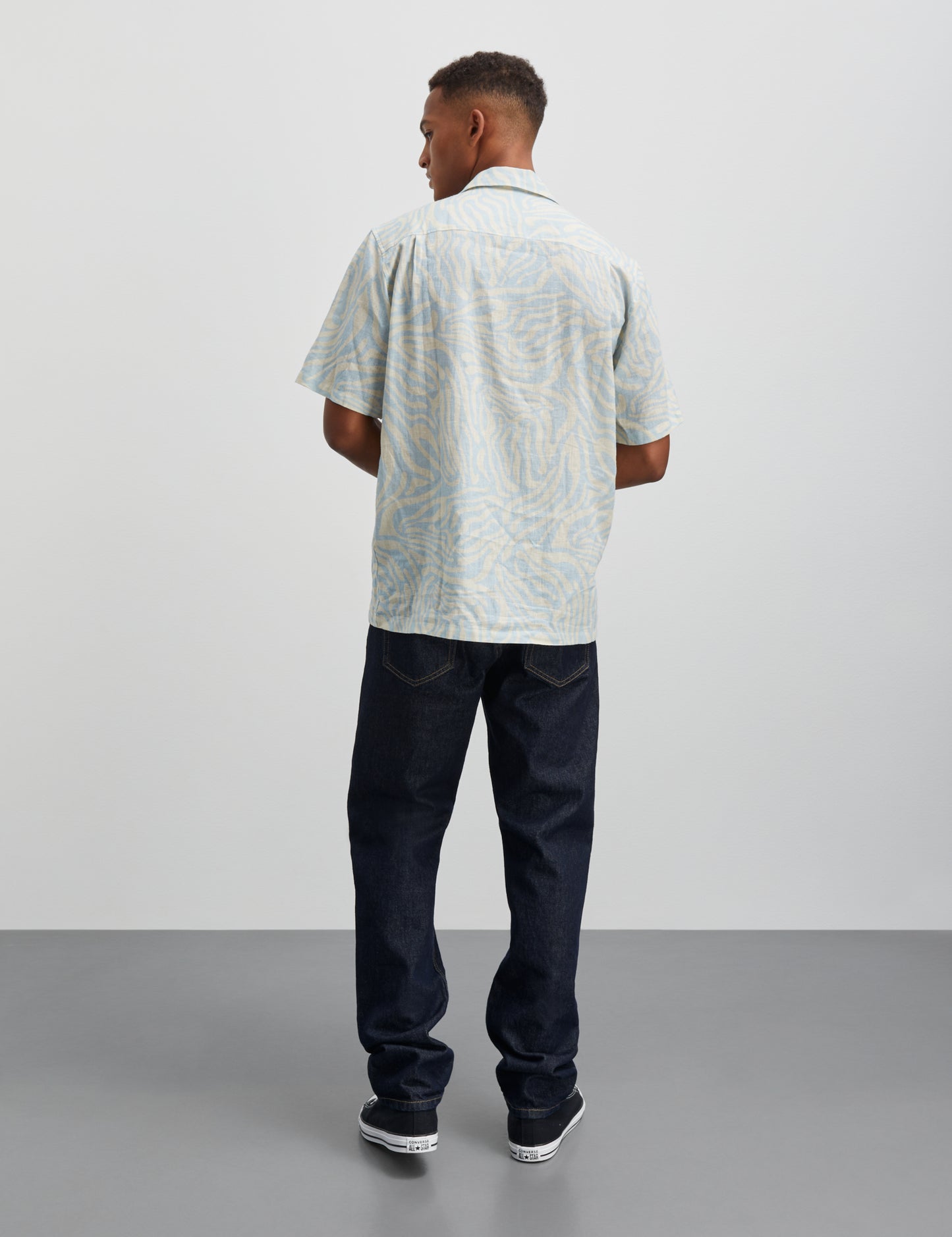 Cotton Linen Kenji AOP Shirt SS, Dream Blue/Birtch AOP