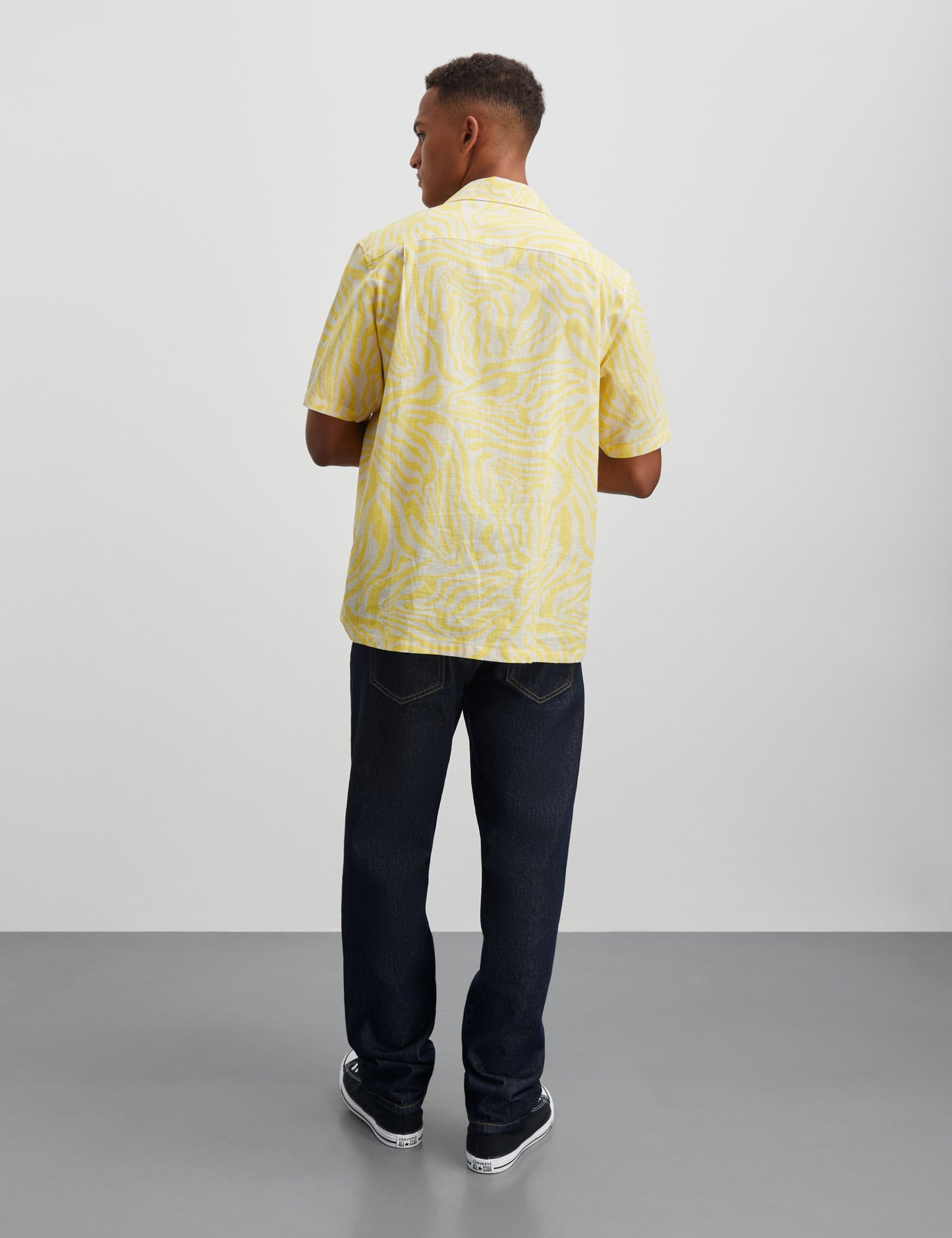 Cotton Linen Kenji AOP Shirt SS, Lemon Zest/Birch AOP