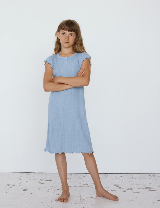 Pointella Cecilie Dress, Powder Blue Melange