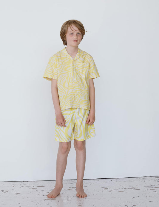 Sea Print Sandrino Shorts, Lemon Zest/Birch AOP