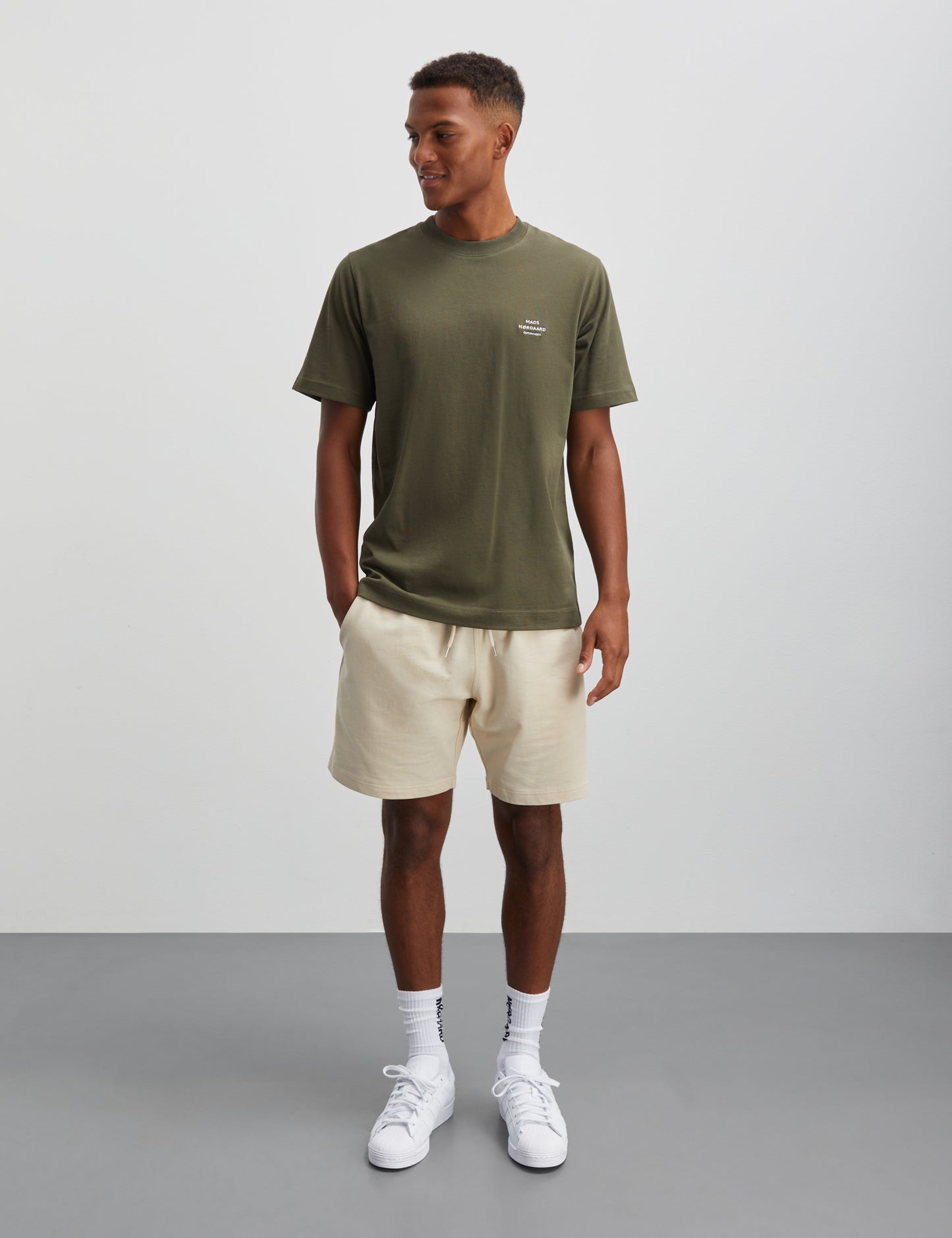 Cotton Jersey Frode Emb Logo Tee, Olive Night