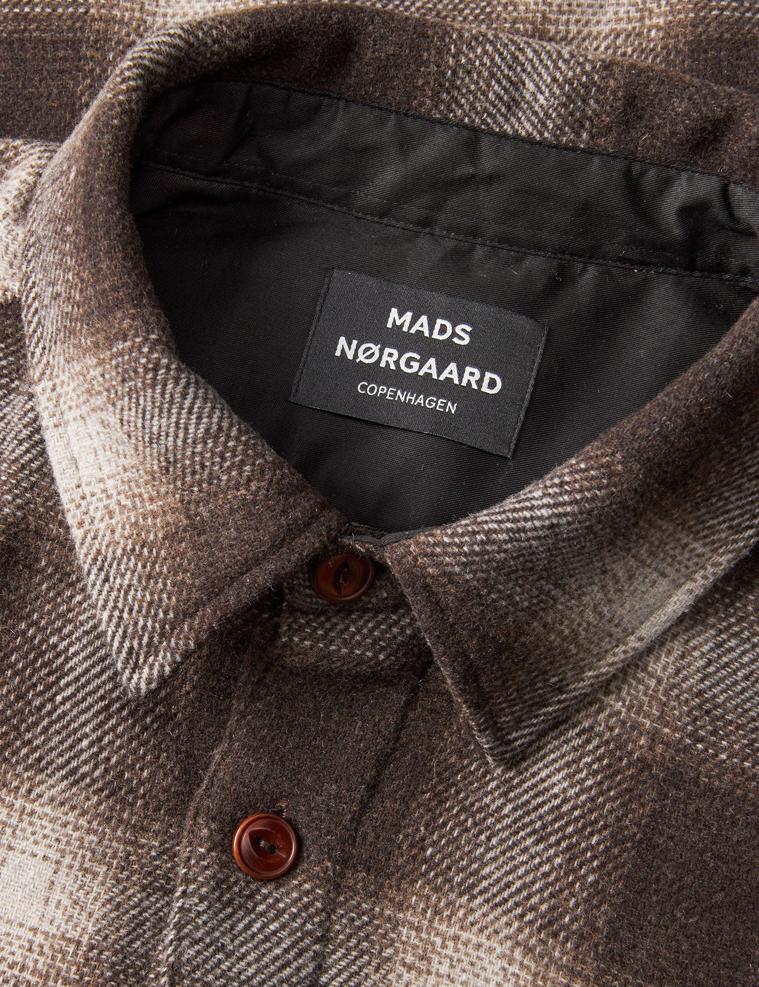 Soft Wool Noah Check Shirt Desert Palm Check MADS NORGAARD COPENHAGEN