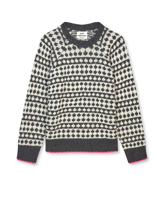 Yota Kilian Sweater, Dark Grey Melange/Winter White