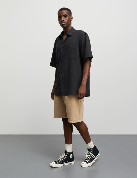 Cotton Linen Victor Shirt SS, Black