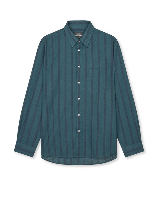 Cotton Linen Sune Stripe Shirt, Deep Sea/Sky Captain