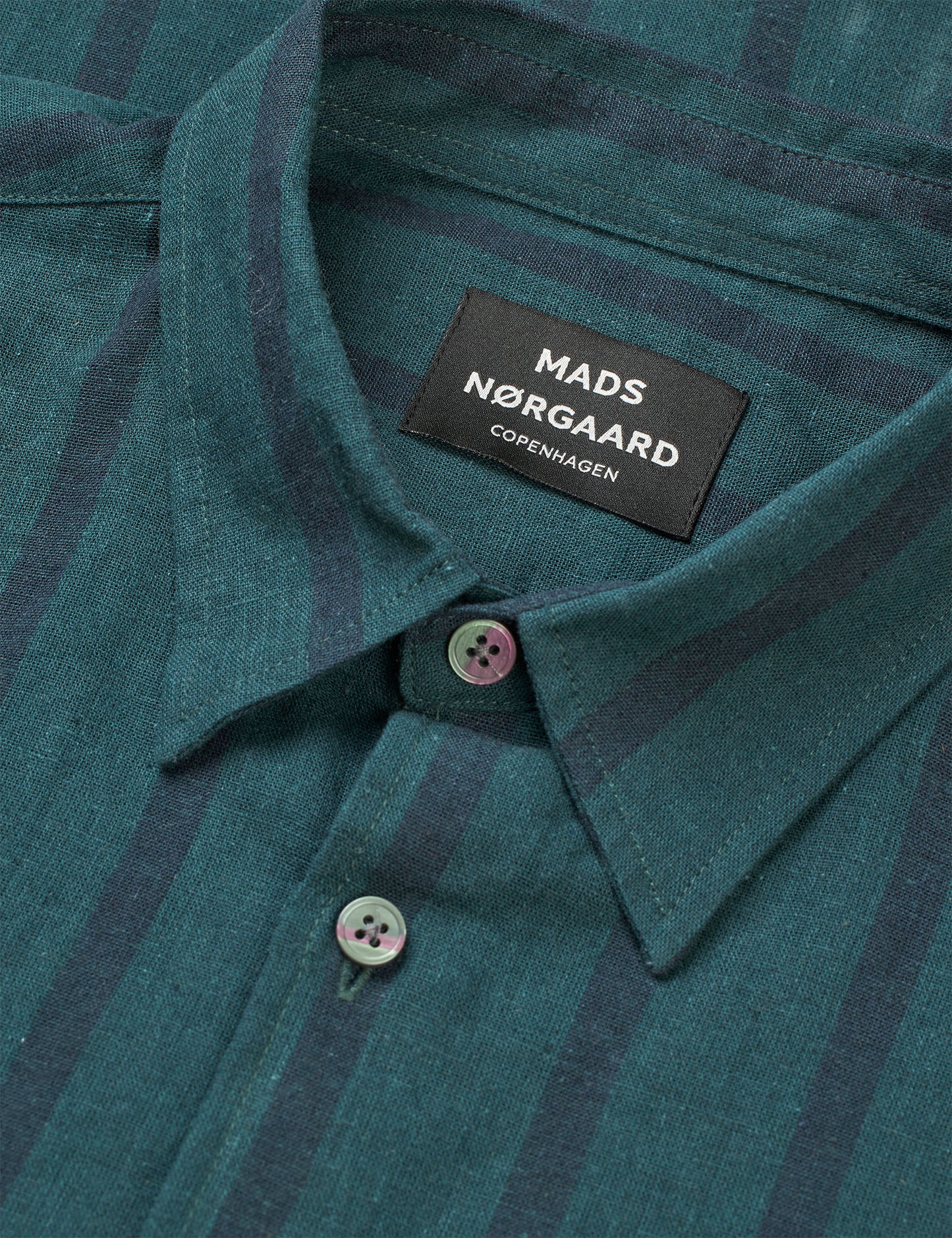 Cotton Linen Sune Stripe Shirt, Deep Sea/Sky Captain