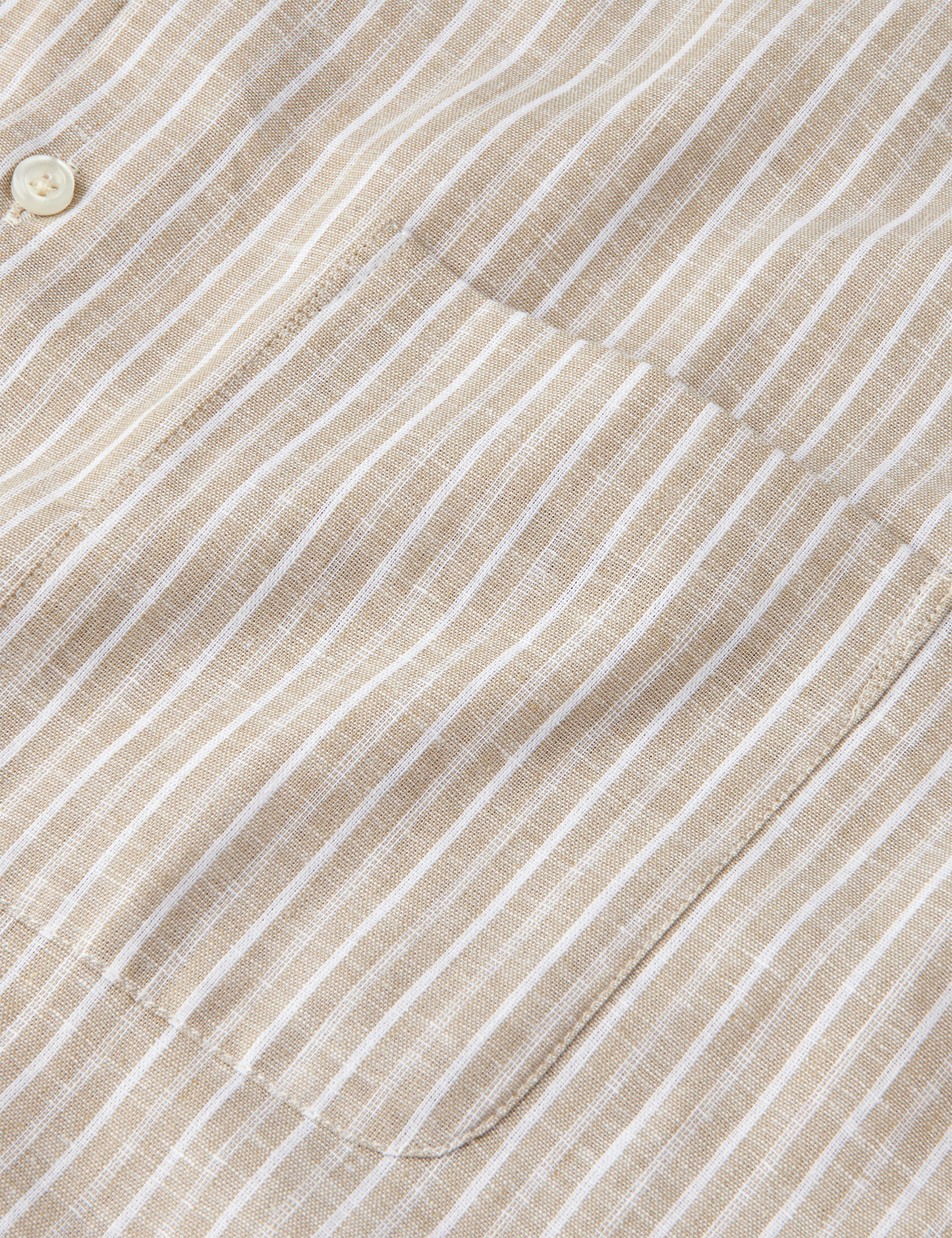 Cotton Linen Victor Stripe Shirt SS, Trench Coat/White