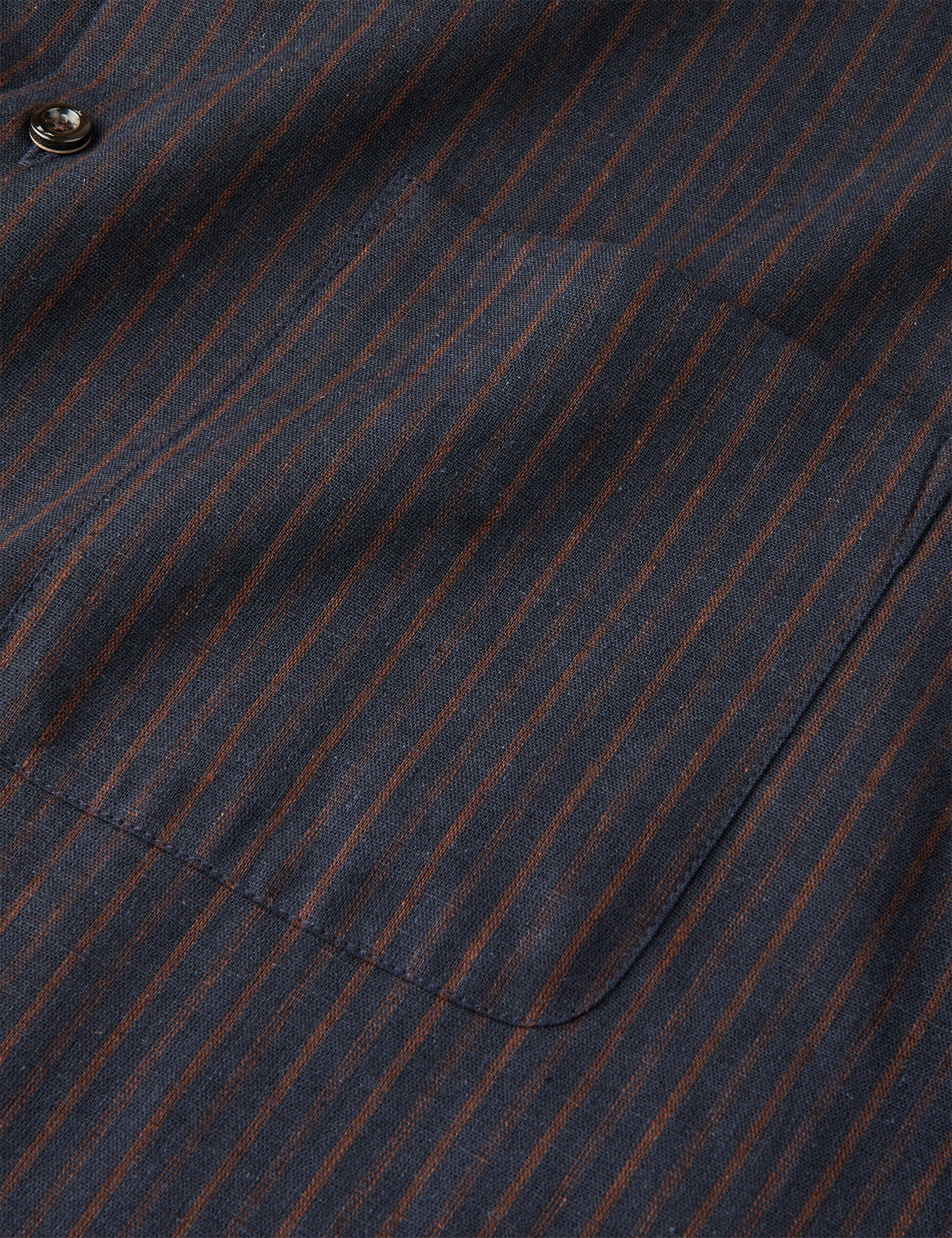 Cotton Linen Victor Stripe Shirt SS, Chicory Coffee/Parisian Night