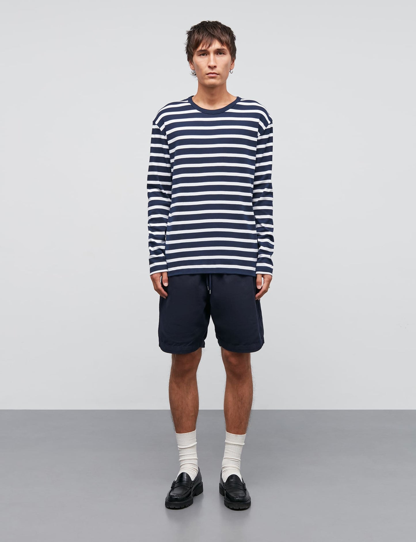 Trio Rib Tobias Tee LS, Parisian Night/Brilliant White
