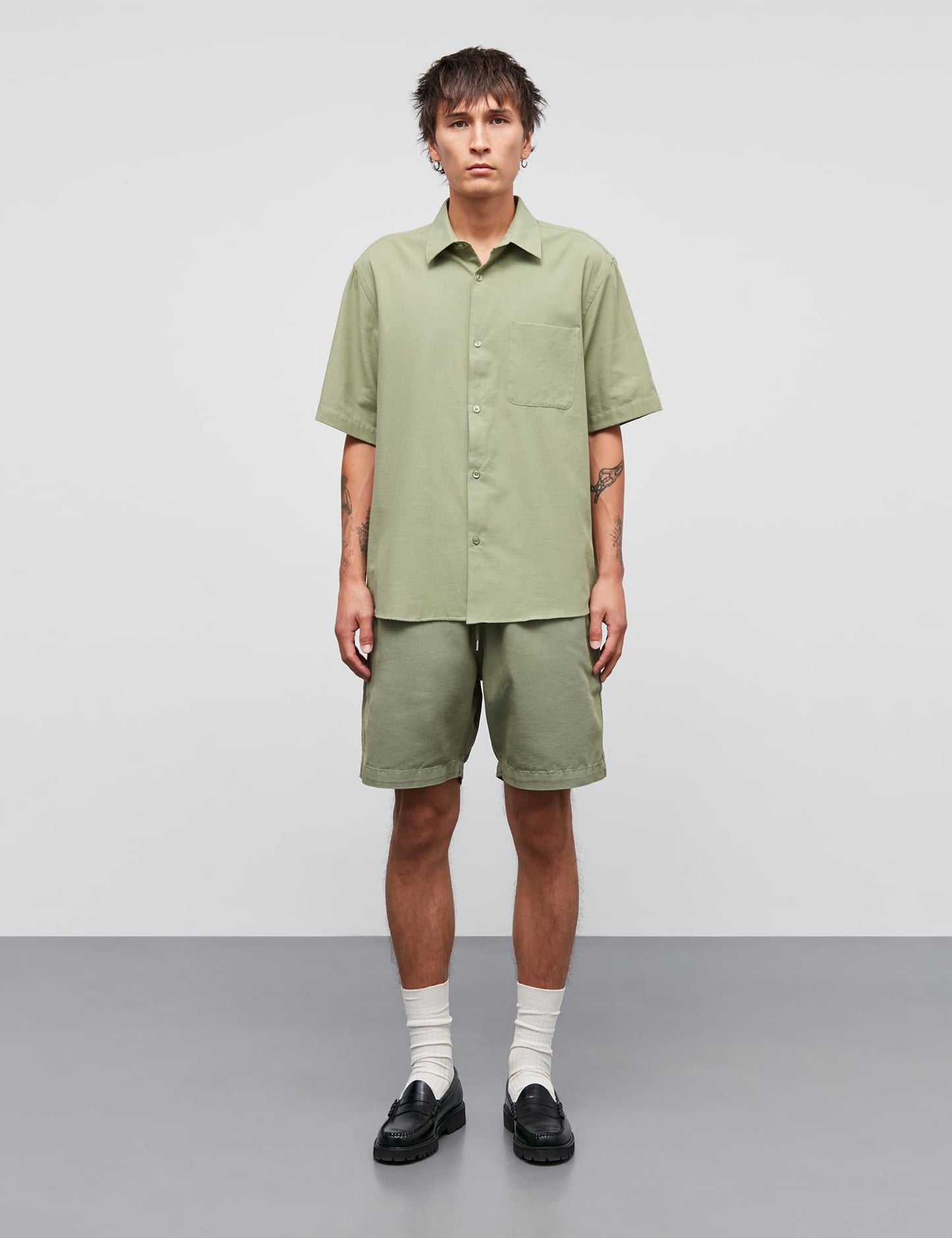 Grida Cotton Victor Shirt SS, Oil Green