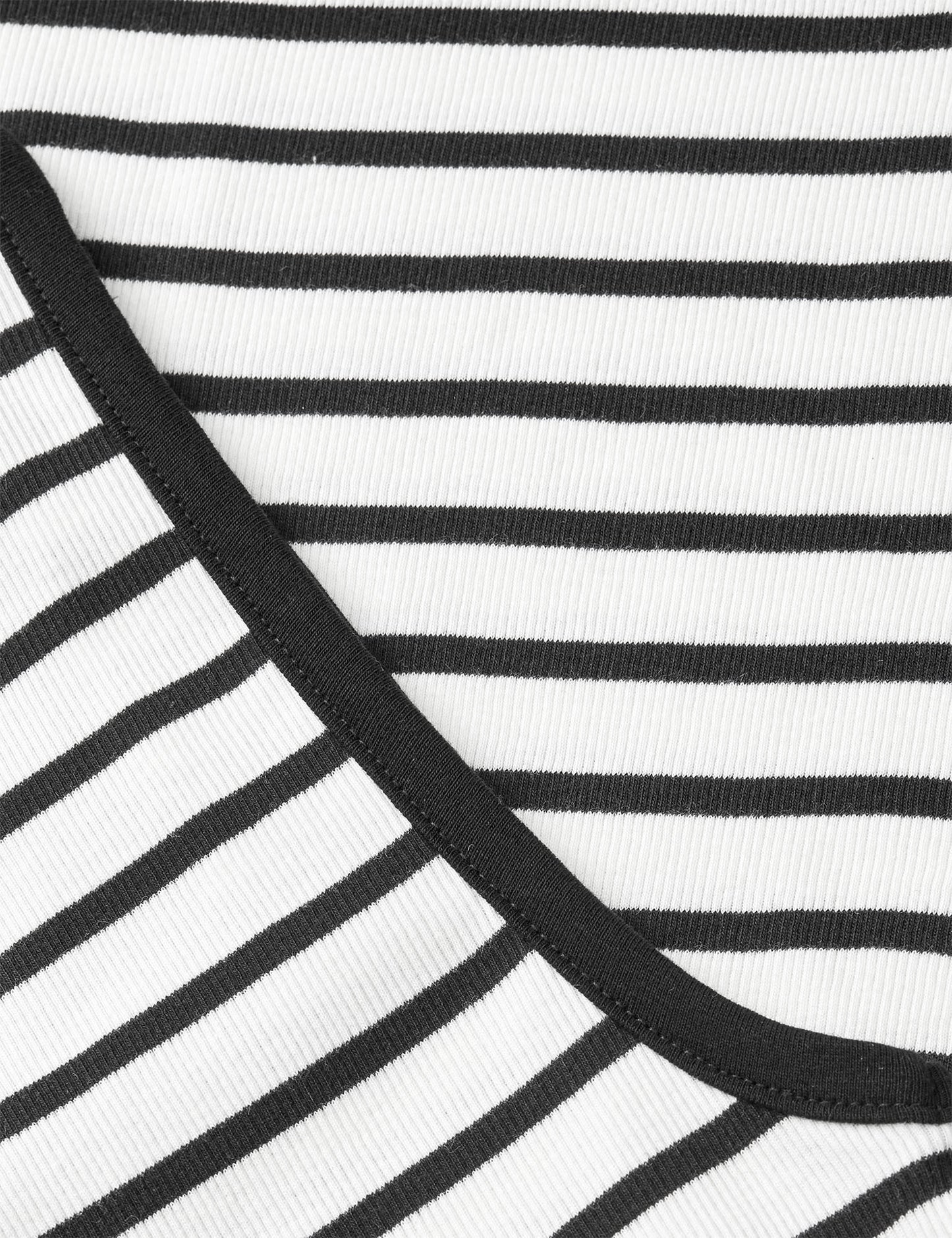 2x2 Cotton Stripe Amour Tank Top, Vanilla Ice/Black