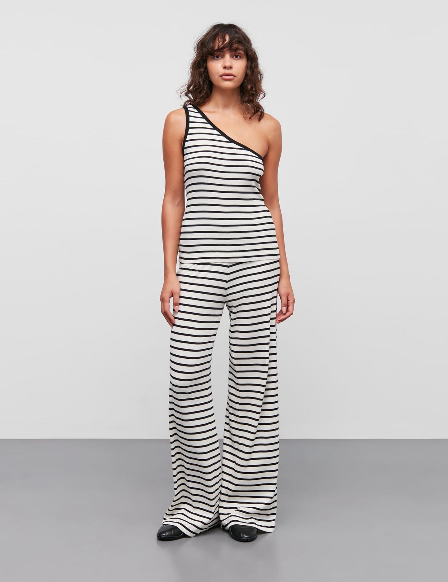 2x2 Cotton Stripe Kitty Top, Vanilla Ice/Black