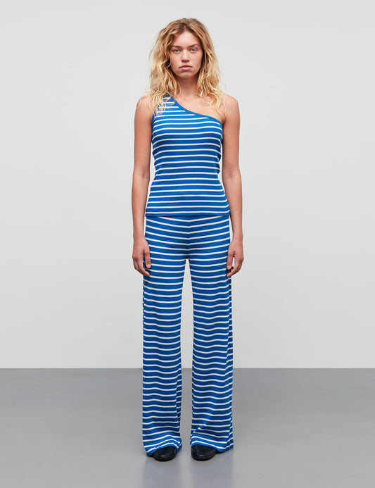 2x2 Cotton Stripe Kitty Top, Surf The Web/Vanilla Ice