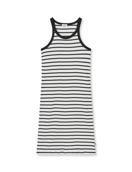 2x2 Cotton Stripe Carna Dress, Vanilla Ice/Black