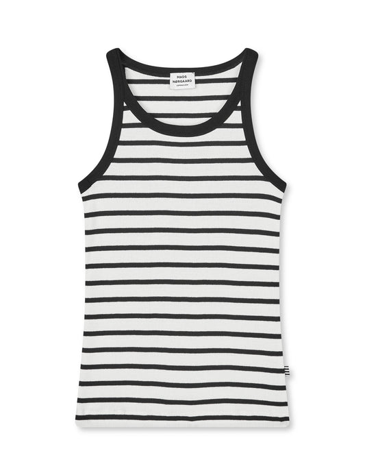 2x2 Cotton Stripe Carinila Top, Vanilla Ice/Black