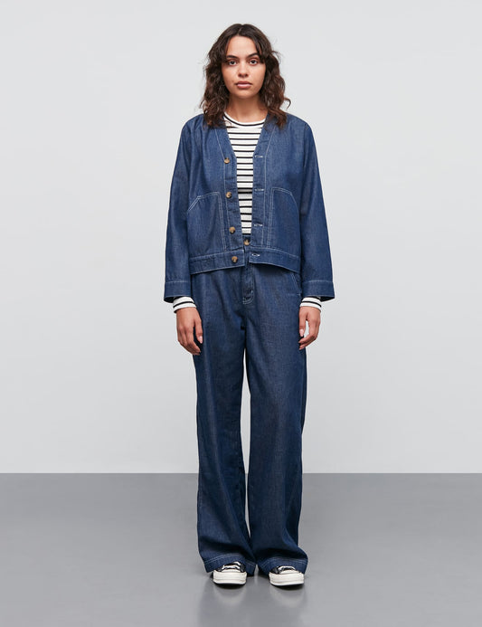 Air Denim Pil Jacket, Dark Blue Denim