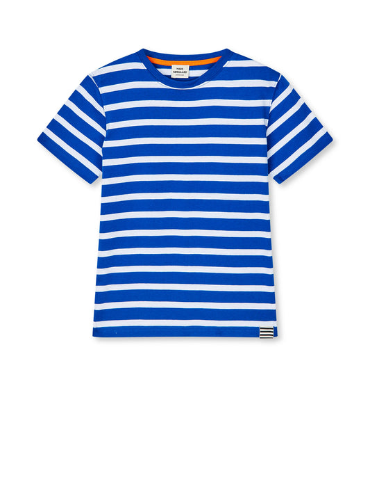 Cotton Jersey Stripe Thorlino Tee, Surf The Web/White