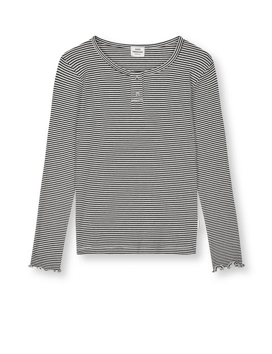 2x2 Cotton Stripe Tala Tee LS, Black/Vanilla Ice