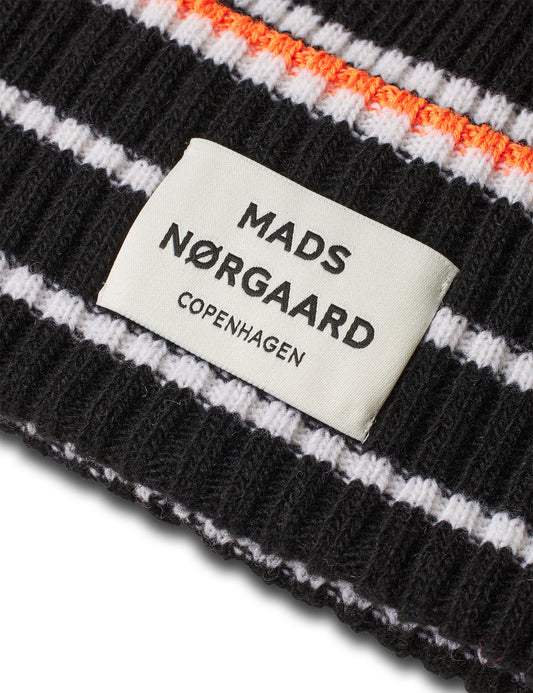 Yota Anju Stripe Beanie, Black/Vanilla Ice