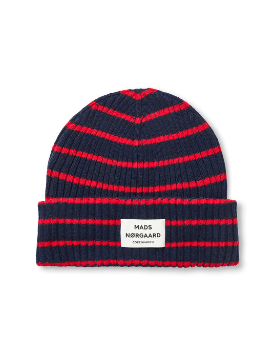 Yota Anju Stripe Beanie, Parisian Night/High Risk Red