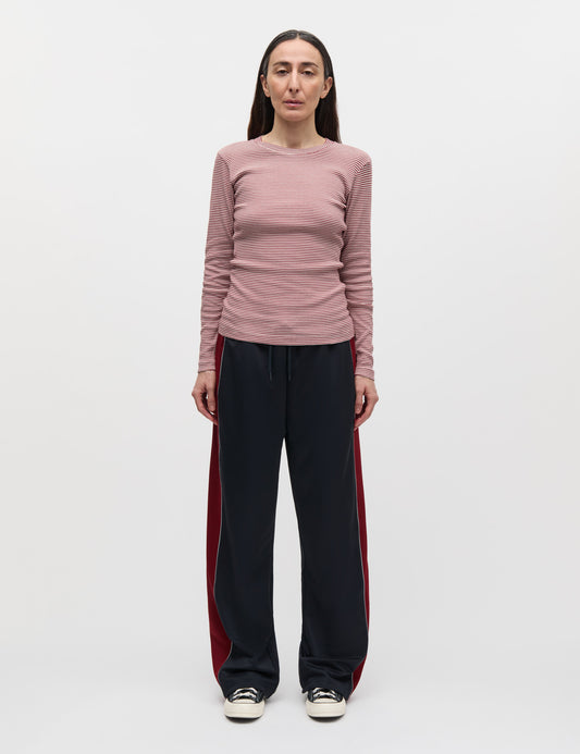 2x2 Cotton Stripe Tuba Tee LS, Winery/Vanilla Ice