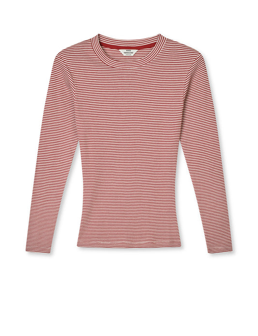 2x2 Cotton Stripe Tuba Tee LS, Winery/Vanilla Ice