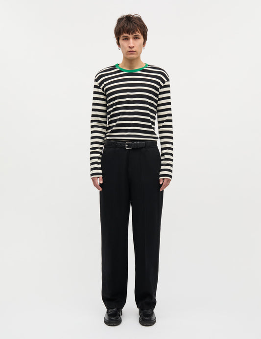 Trio Rib Tobias Tee LS, Black/Seedpearl/Verdant Green