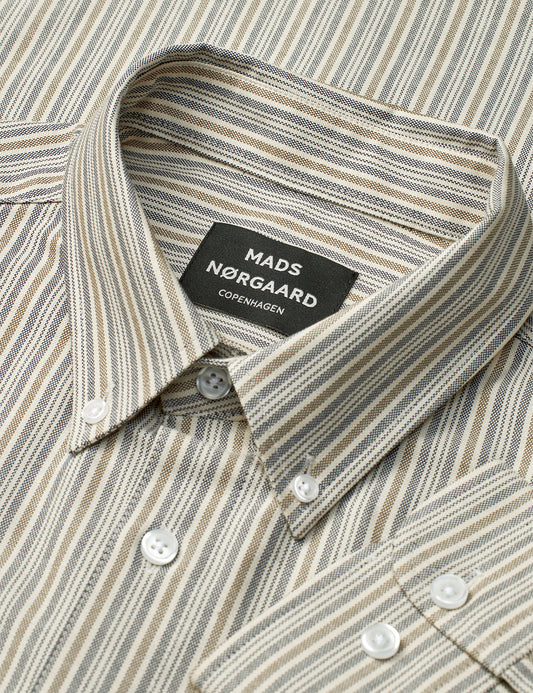 Cotton Oxford Sune Stripe Shirt BD FAV, Parisian Night/Beech