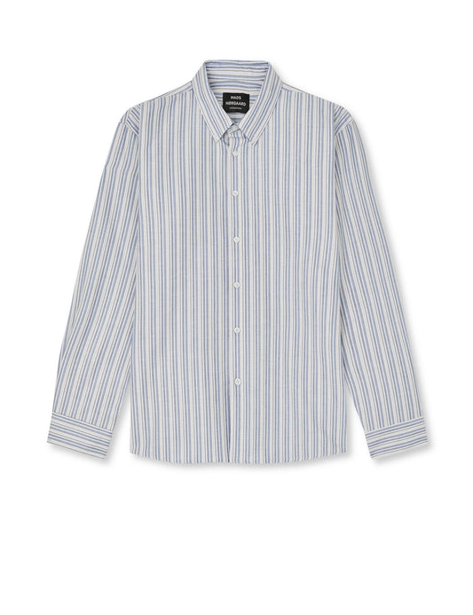Cotton Oxford Sune Stripe Shirt BD FAV, Bright Cobalt