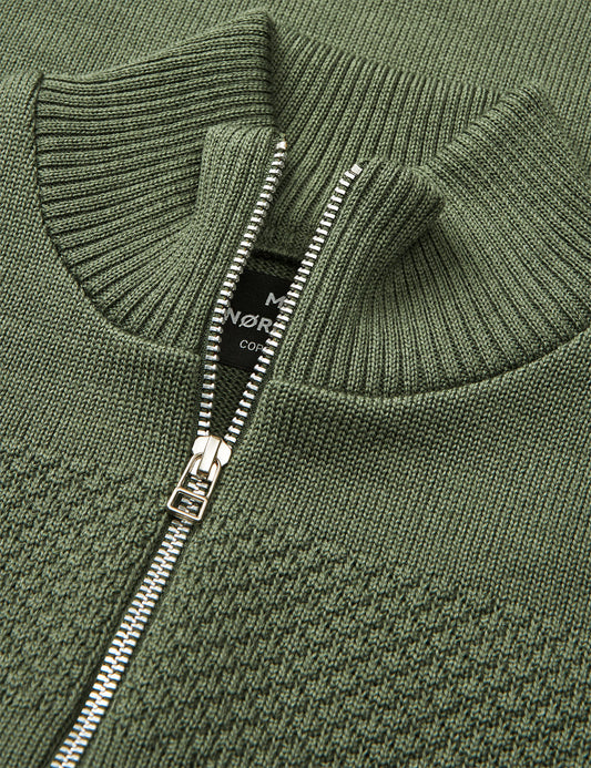 Wool Klemens Half Zip Knit, Four Leaf Clover