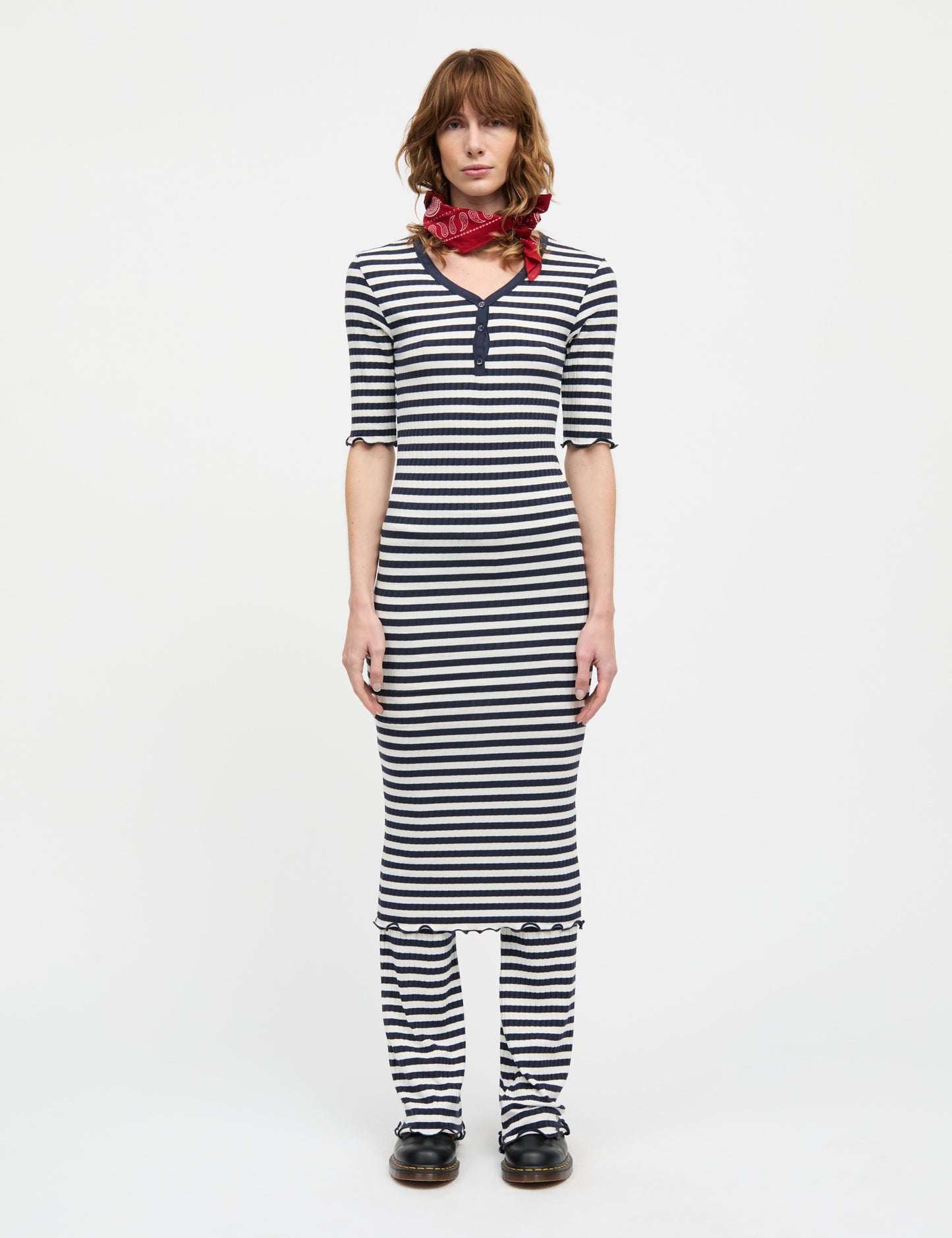 5x5 Stripe Tanya Dress, Vanilla Ice/Parisian Night