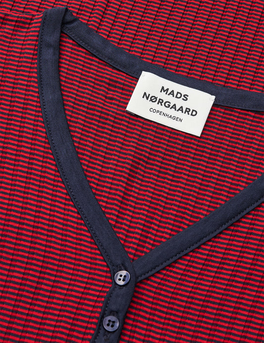 5x5 Stripe Tanya Dress, Parisian Night/High Risk Red