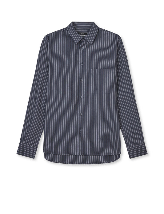 Cotton Flannel Stripe Sune Shirt, Parisian Night Stripe