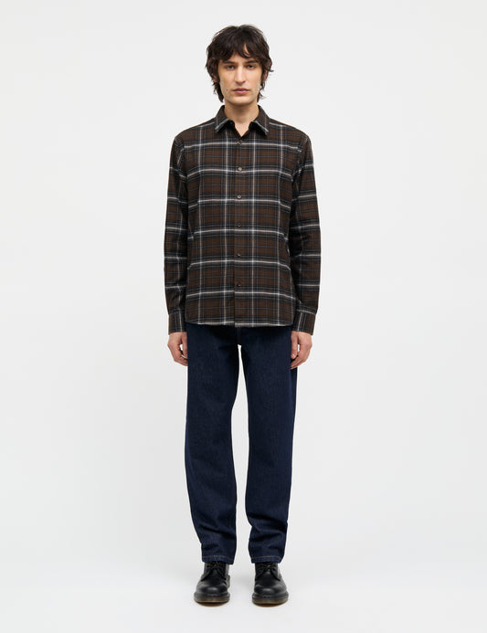 Cotton Flannel Check Sune Shirt, Demitasse Check