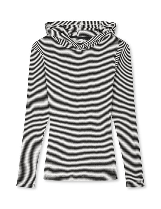 2x2 Cotton Stripe Tilla Hood, Black/Vanilla Ice