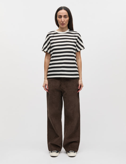 Single Cotton Grace Tee, Black/Snow White