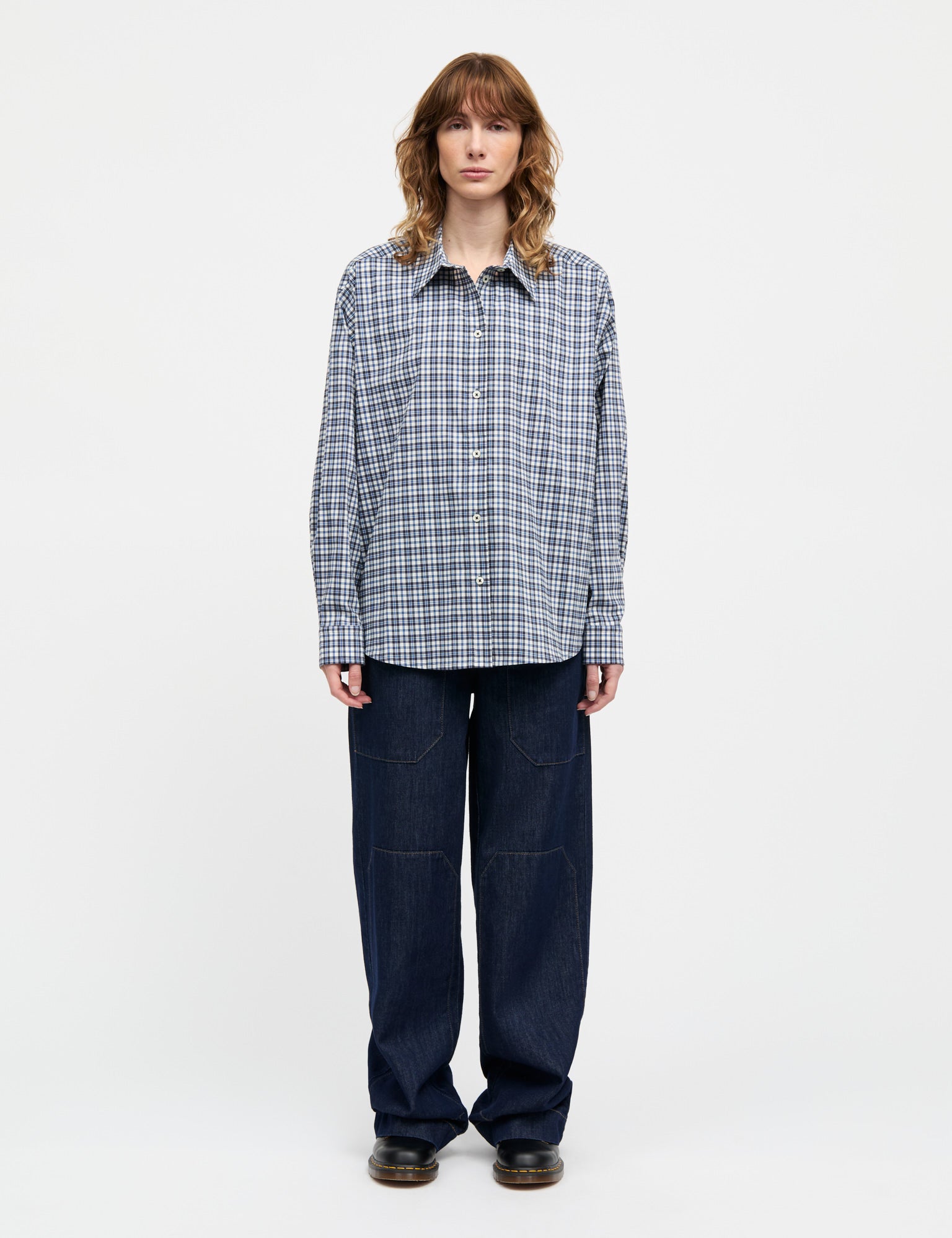 Poplinda Crelly Shirt, Parisian Night Check – MADS NØRGAARD