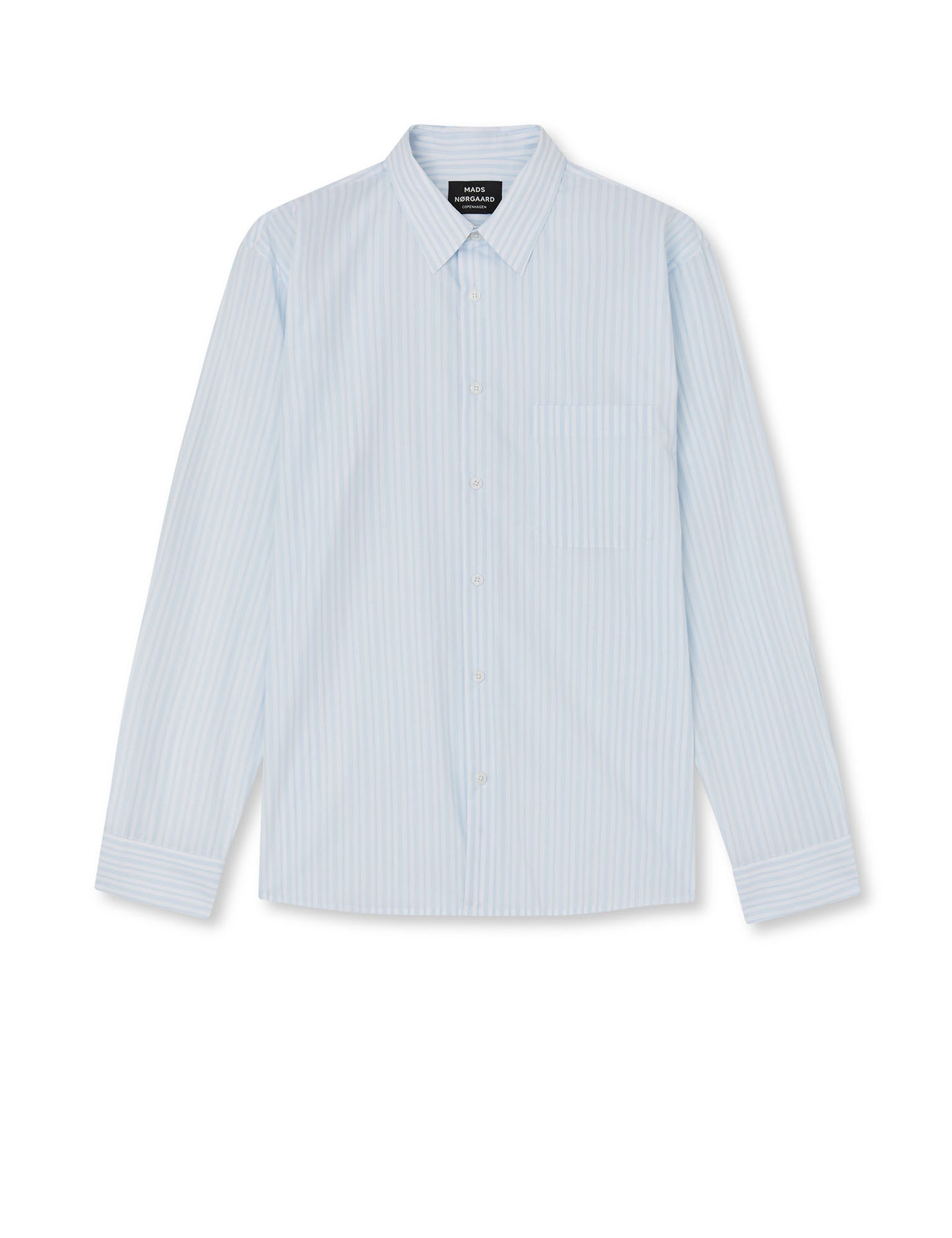 Prime Cotton Poplin Sune Shirt, Light Blue Stripe